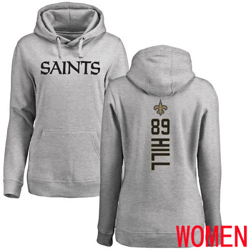New Orleans Saints Ash Women Josh Hill Backer NFL Football #89 Pullover Hoodie Sweatshirts